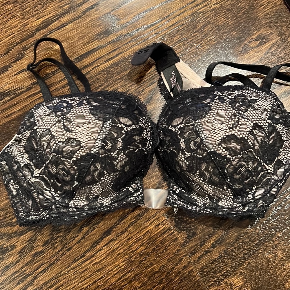 Victoria Secret Push Up with clear center bra 34 B